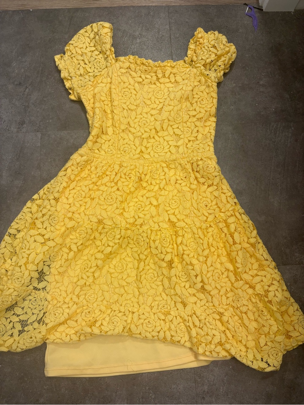 Yellow Lace Tiered Dress